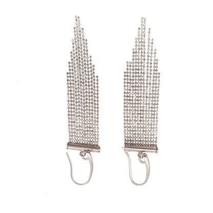 Dasan 925 Sterling Silver Vintage Italy Ball Beaded Tassel Dangle Earrings