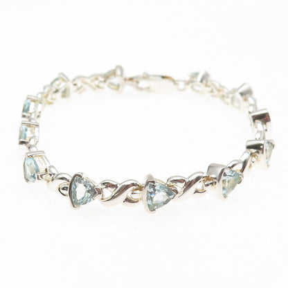 Chuck Clemency Sterling Silver Vintage Real Blue Topaz Infinity Bracelet 7.25"