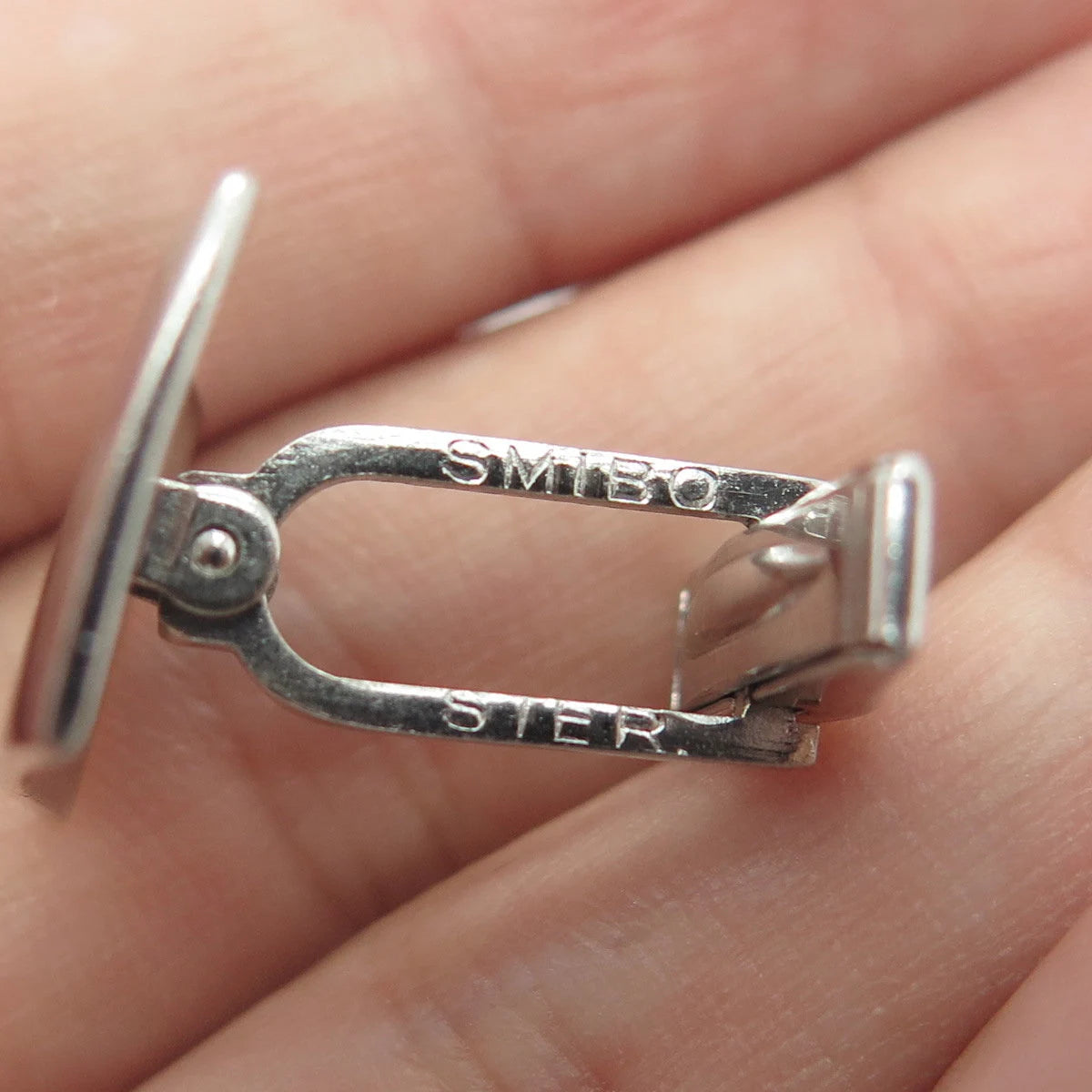 925 Sterling Silver Vintage Smibo Floral Rectangle Cufflinks