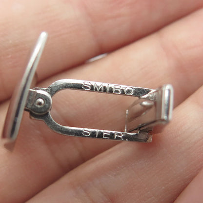 925 Sterling Silver Vintage Smibo Floral Rectangle Cufflinks