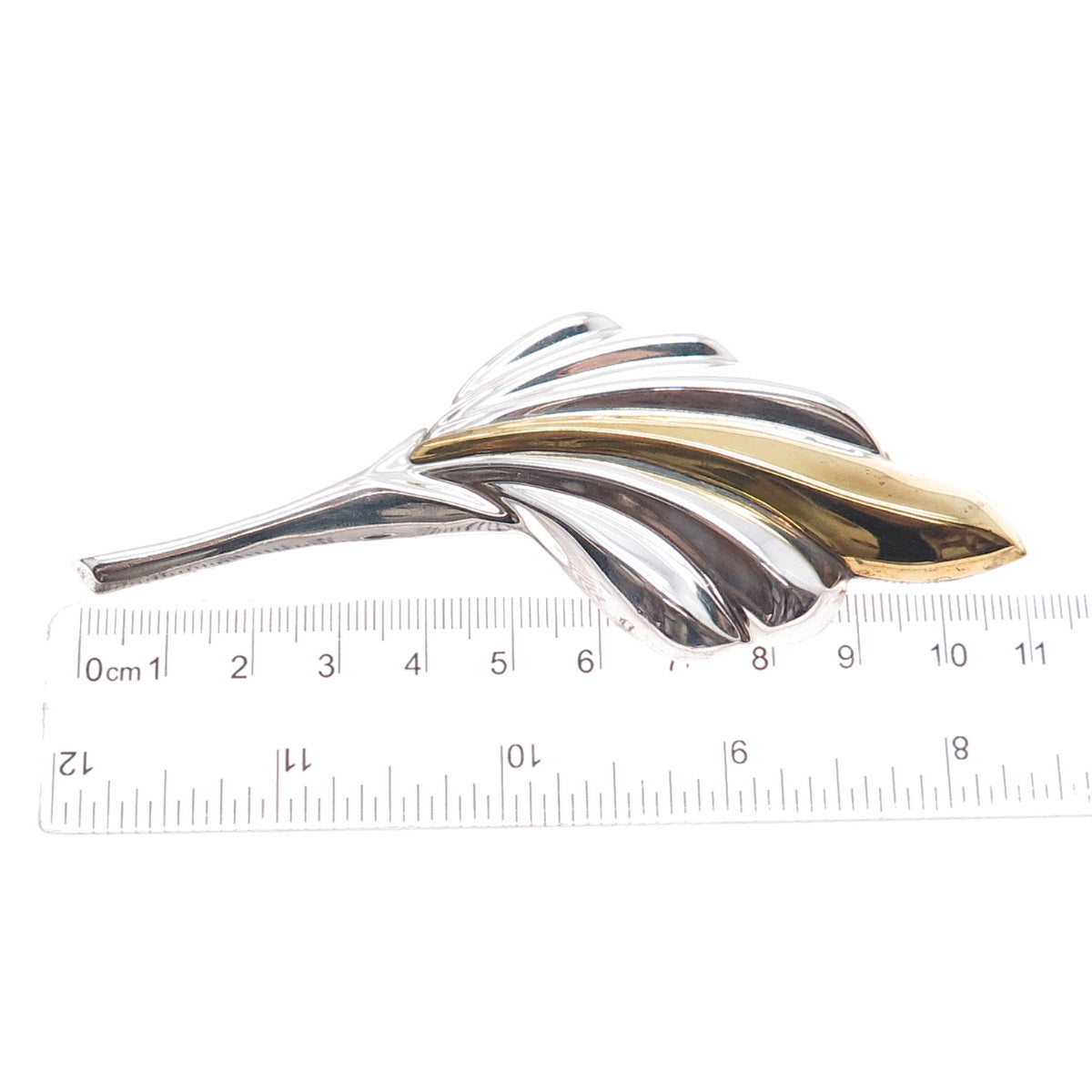 LATON 925 Sterling Silver 2-Tone Vintage Mexico Modernist Pin Brooch