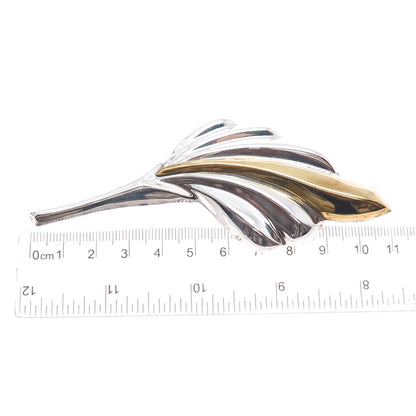 LATON 925 Sterling Silver 2-Tone Vintage Mexico Modernist Pin Brooch