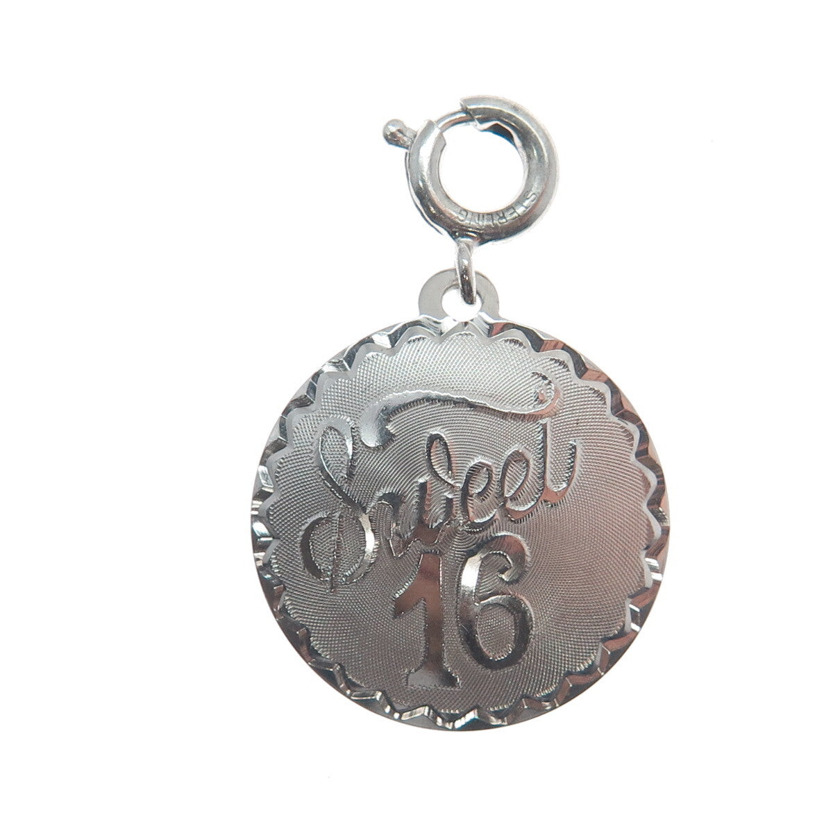 JEWELART 925 Sterling Silver Vintage Sweet 16 Spring Ring Lock Charm Pendant