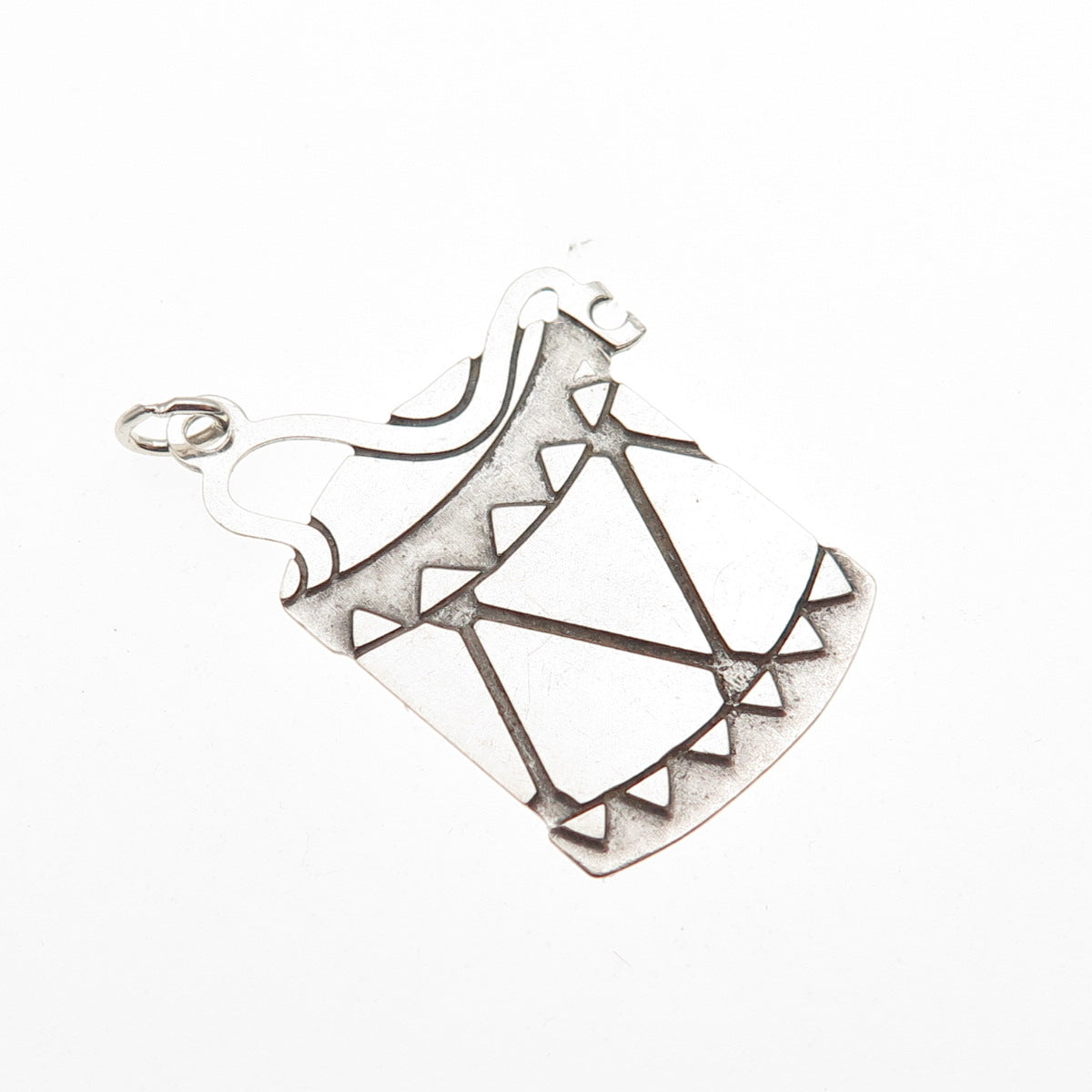 925 Sterling Silver Vintage Drum Tag Mini Charm Pendant