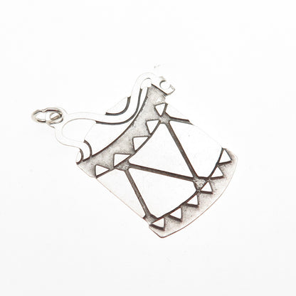 925 Sterling Silver Vintage Drum Tag Mini Charm Pendant