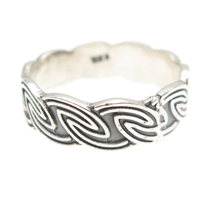 925 Sterling Silver Vintage Celtic Oxidized Band Ring Size 12