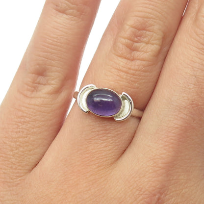 925 Sterling Silver Vintage Real Amethyst Gemstone Ring Size 6