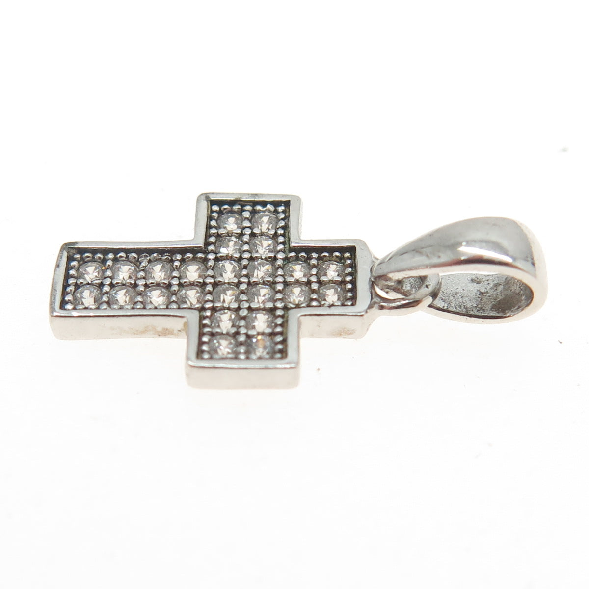 925 Sterling Silver Pave C Z Cross Pendant