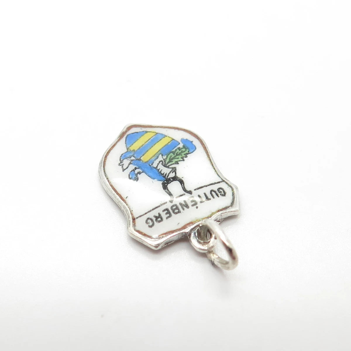 800 Silver Vintage EHJ Germany Enamel Guttenberg Coat of Arms Charm Pendant
