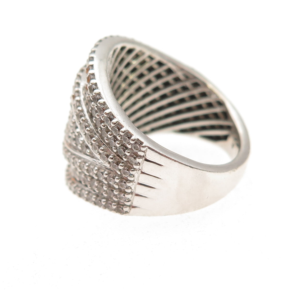 925 Sterling Silver Round-Cut C Z Sparkle Ring Size 7
