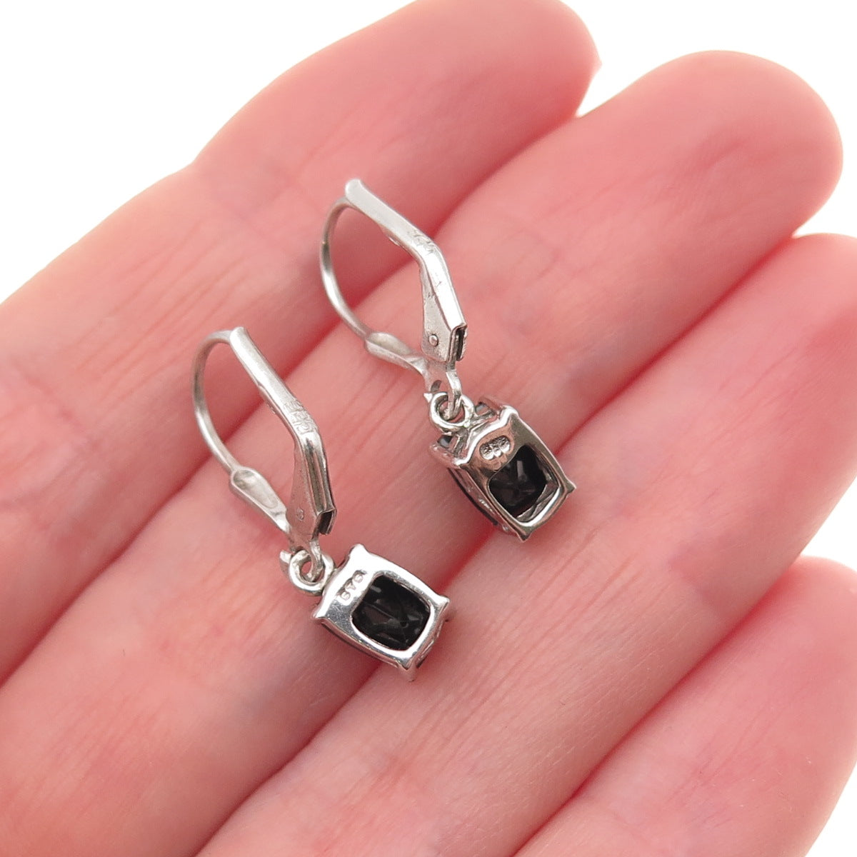 Chuck Clemency 925 Sterling Silver Real Black Onyx Dangle Earrings