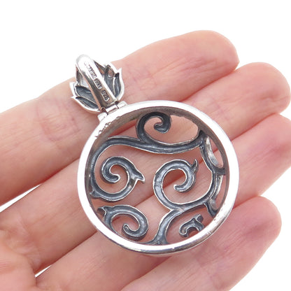 BARSE 925 Sterling Silver Vintage Modernist Swirl Oxidized Charm Pendant