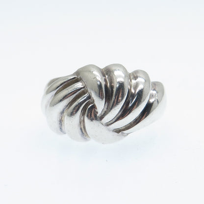 925 Sterling Silver Vintage Modernist Twisted Oxidized Ring Size 7.25