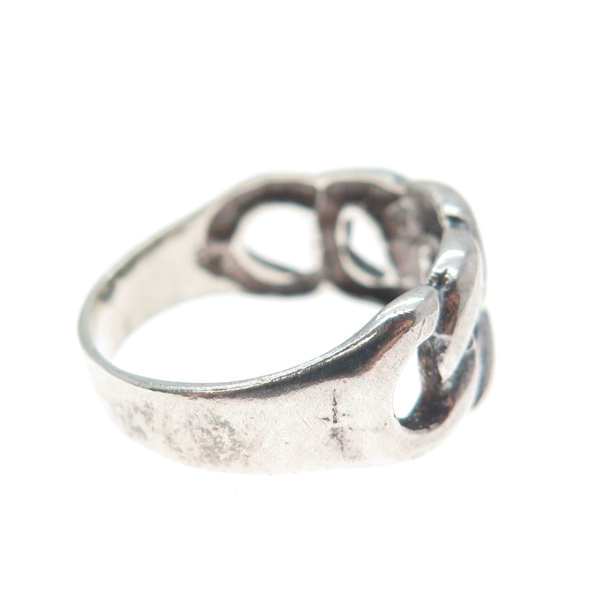 925 Sterling Silver Vintage Curb Link Oxidized Ring Size 6.25