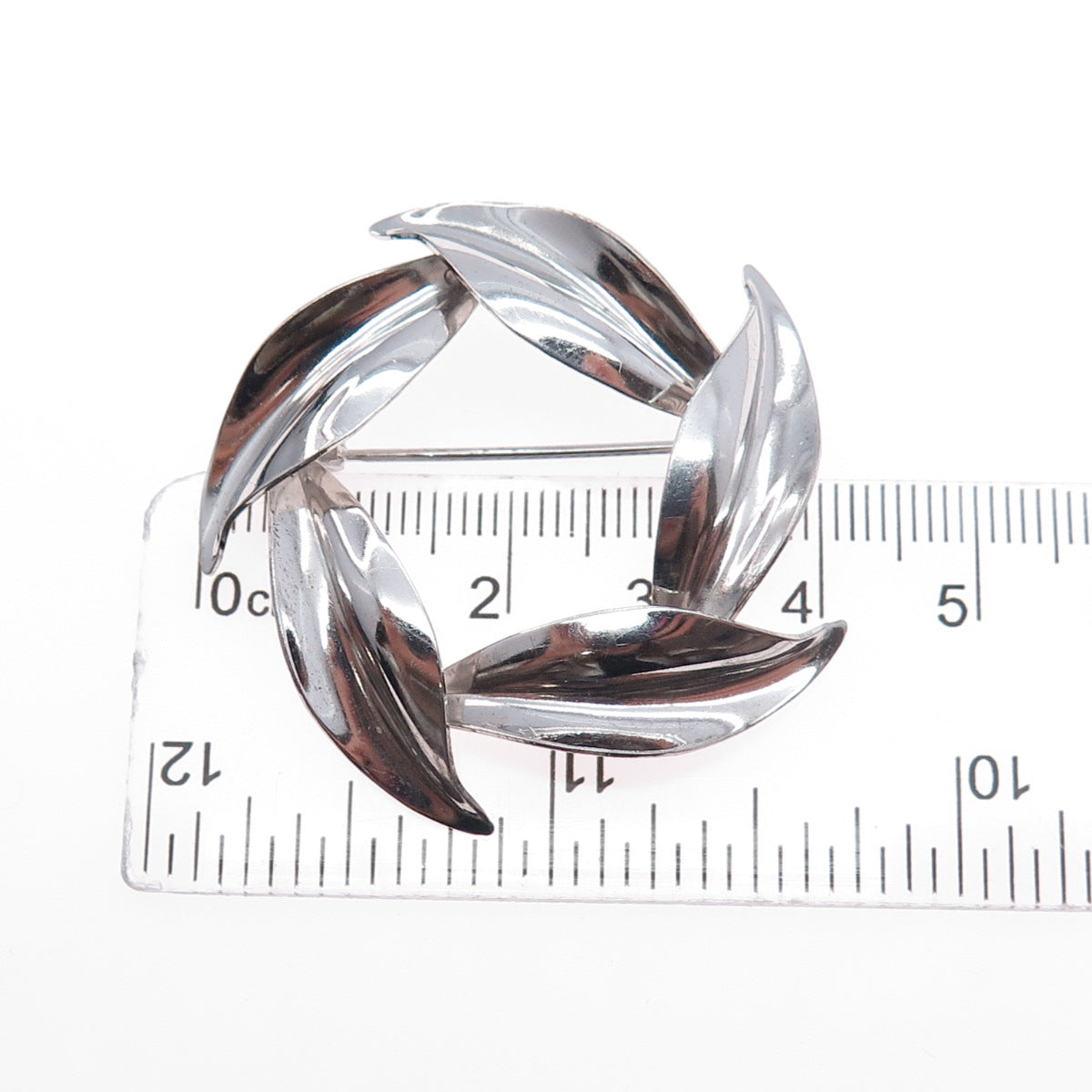 925 Sterling Silver Antique Art Deco Floral Leaf Pin Brooch