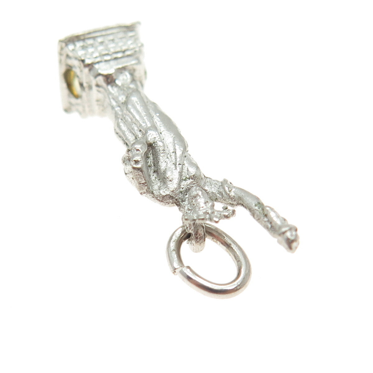 925 Sterling Silver Vintage Lemon Glass Statue of Liberty 3D Pendant