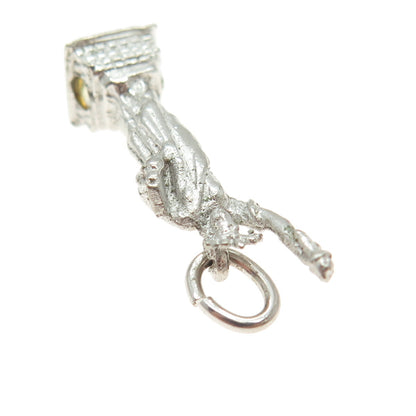 925 Sterling Silver Vintage Lemon Glass Statue of Liberty 3D Pendant