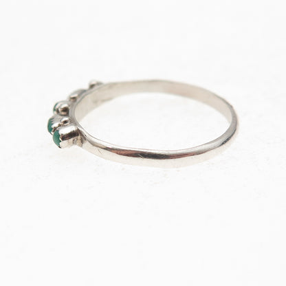 Old Pawn 925 Sterling Silver Vintage Southwestern Turquoise Tribal Ring Size 5.5