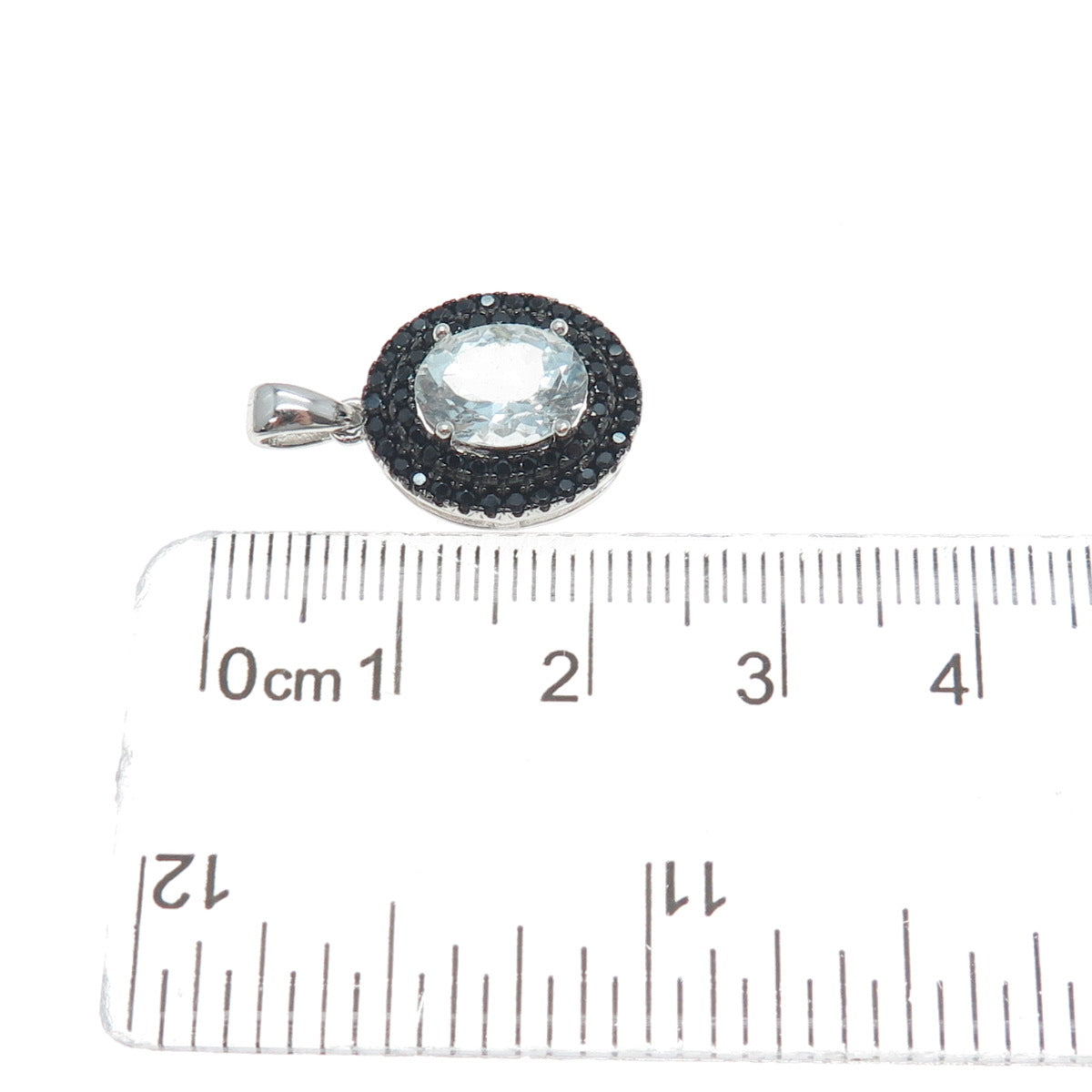 925 Sterling Silver Real Aquamarine & Black Spinel Minimalist Charm Pendant