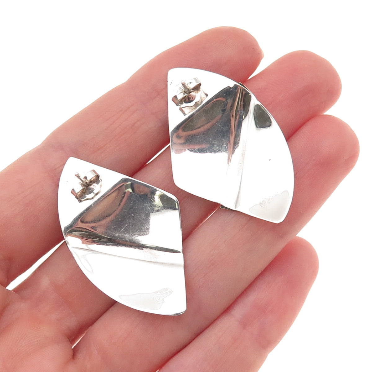 Victoria Creations 925 Sterling Silver 2-Tone Vintage Modernist Earrings