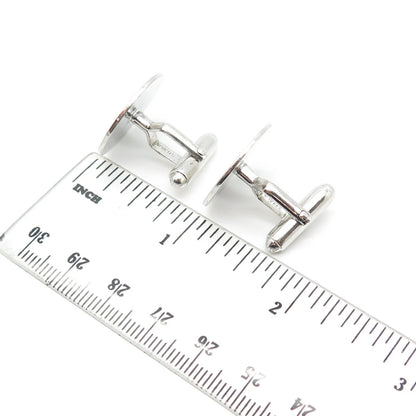 925 Sterling Silver Vintage Textured Round Cufflinks