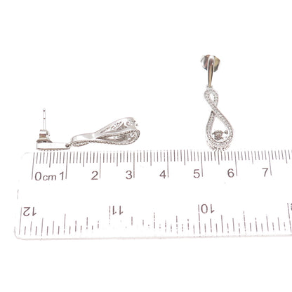 925 Sterling Silver Real Round-Cut Diamond Infinity Dangle Earrings