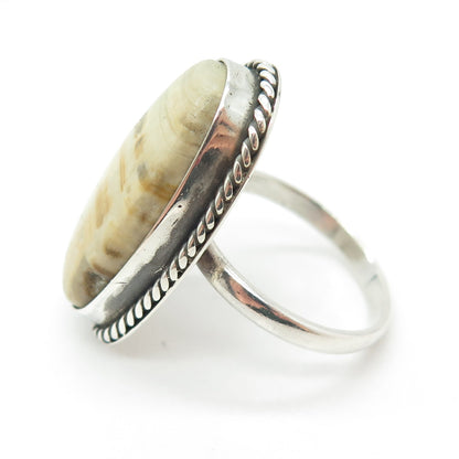 925 Sterling Silver Vintage Picture Agate Gemstone Statement Ring Size 11.25