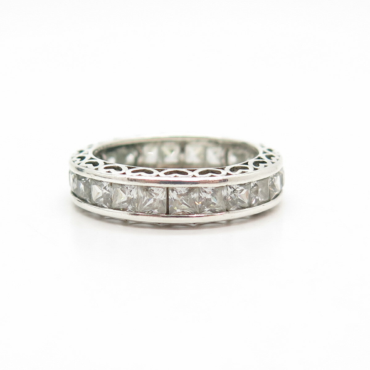 925 Sterling Silver C Z Wedding Ring Size 9