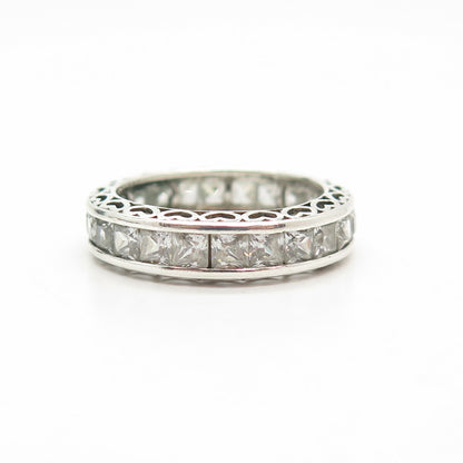 925 Sterling Silver C Z Wedding Ring Size 9