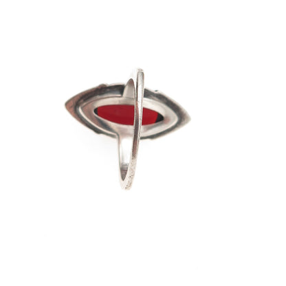 925 Sterling Silver Antique Art Deco Real Carnelian & Marcasite Ring Size 5