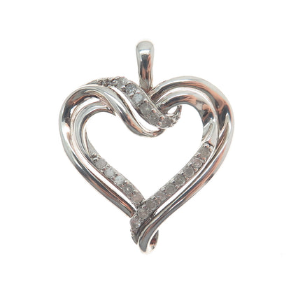 RICHLINE 925 Sterling Silver Real Round-Cut Diamond Heart Charm Pendant