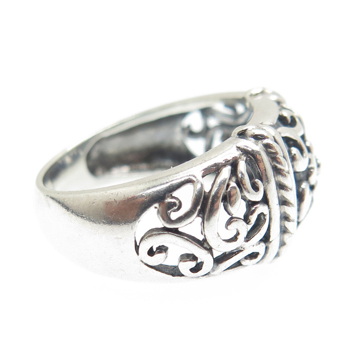 CFJ Collins Fine Jewelry 925 Sterling Silver Vintage Flower Oxidized Ring Size 8