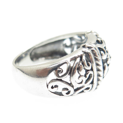 CFJ Collins Fine Jewelry 925 Sterling Silver Vintage Flower Oxidized Ring Size 8