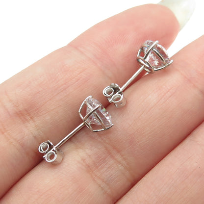 925 Sterling Silver Round-Cut C Z Stud Earrings