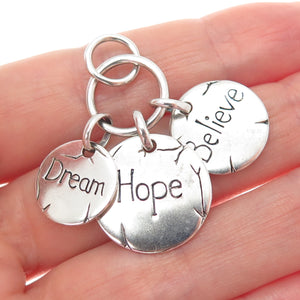 925 Sterling Silver Vintage Dream Hope Believe Charm Pendant
