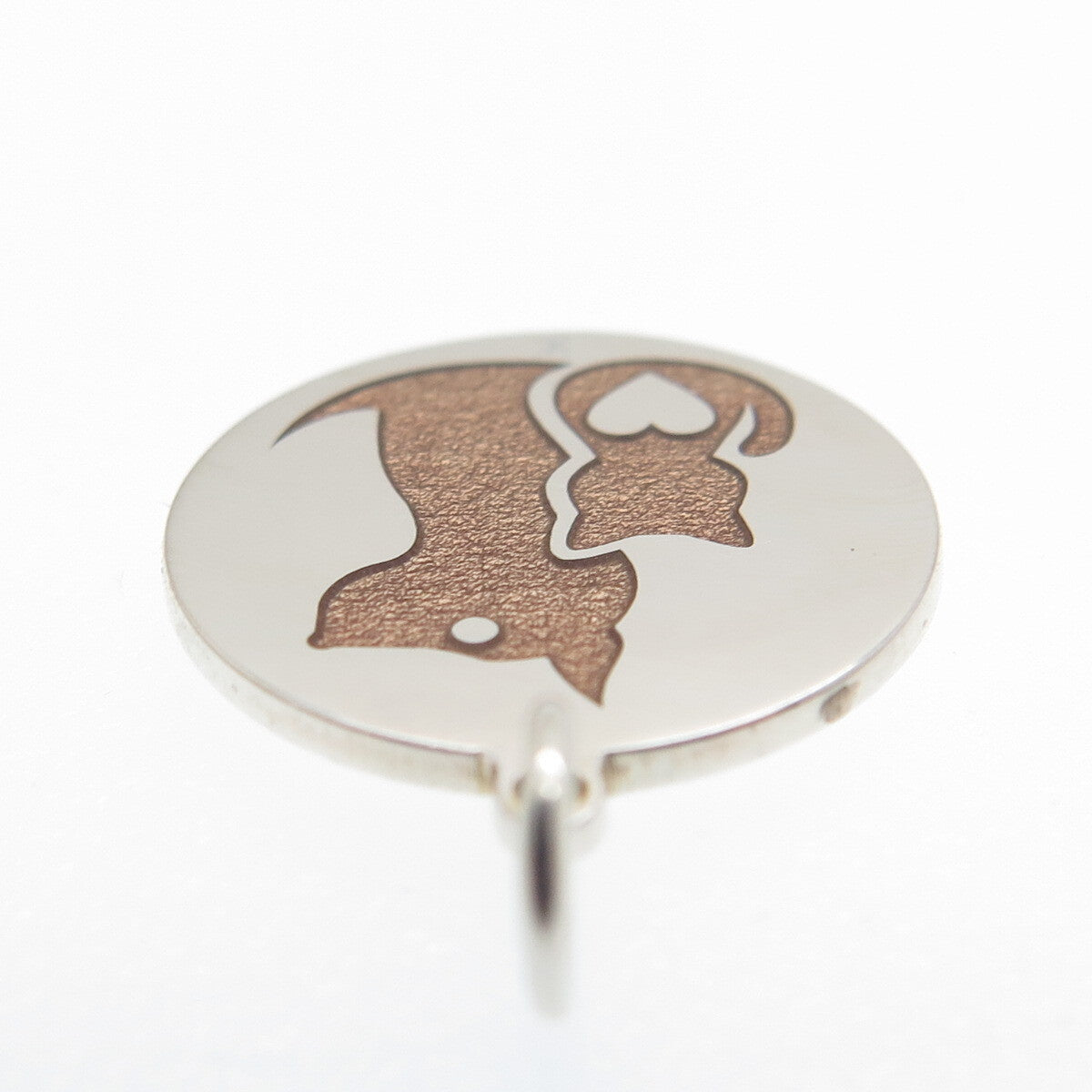 925 Sterling Silver Brown Enamel Cat & Dog Friendship Minimalist Charm Pendant