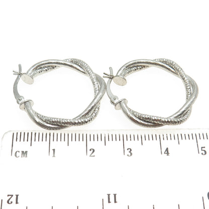 925 Sterling Silver Diamond-Cut Crisscross Hoop Earrings