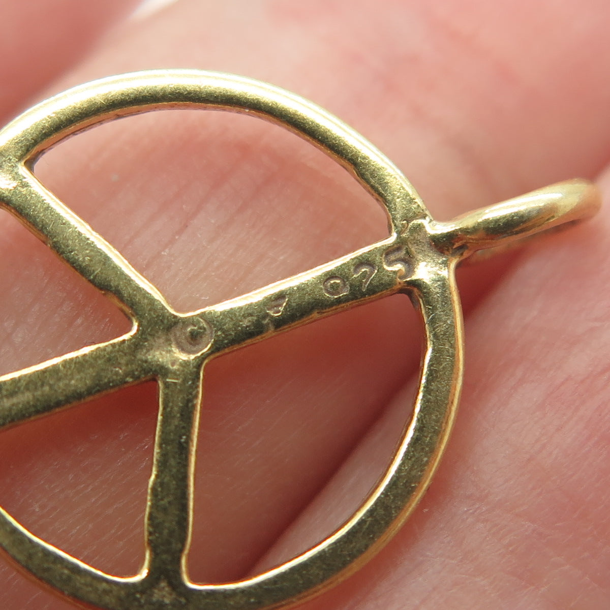 925 Sterling Silver Gold Plated Peace Symbol Round Charm Pendant