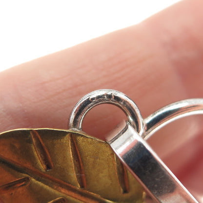 925 Sterling Silver 2-Tone Vintage Mexico Apple 3D Charm Pendant