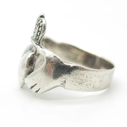 925 Sterling Silver Vintage Irish Claddagh Ring Size 11.75