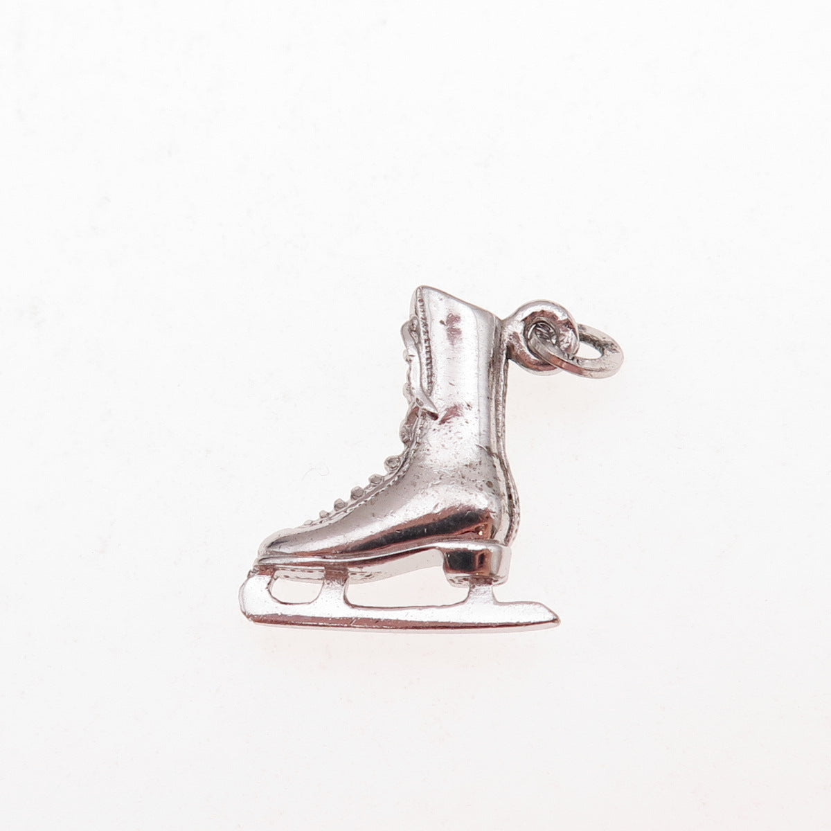 925 Sterling Silver Vintage Ice Skating Shoe Oxidized 3D Charm Pendant