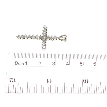 ROSS SIMONS 925 Sterling Silver Round-Cut C Z Cross Charm Pendant