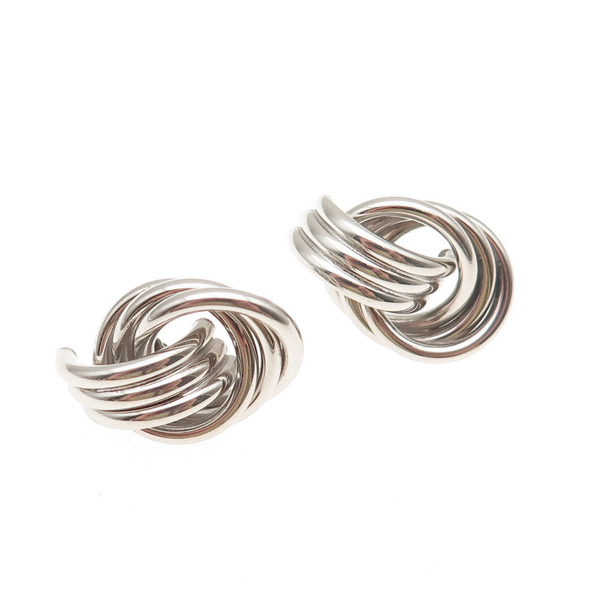 925 Sterling Silver Interlocked Circle Earrings
