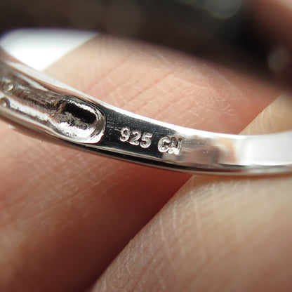 925 Sterling Silver Real Cushion & Round-Cut C Z Ring Size 8.25