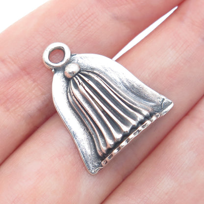 925 Sterling Silver Vintage Tassel Oxidized Minimalist Charm Pendant