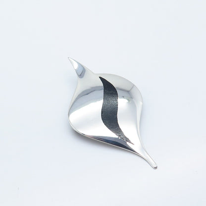 925 Sterling Silver Vintage Wood Modernist Pin Brooch