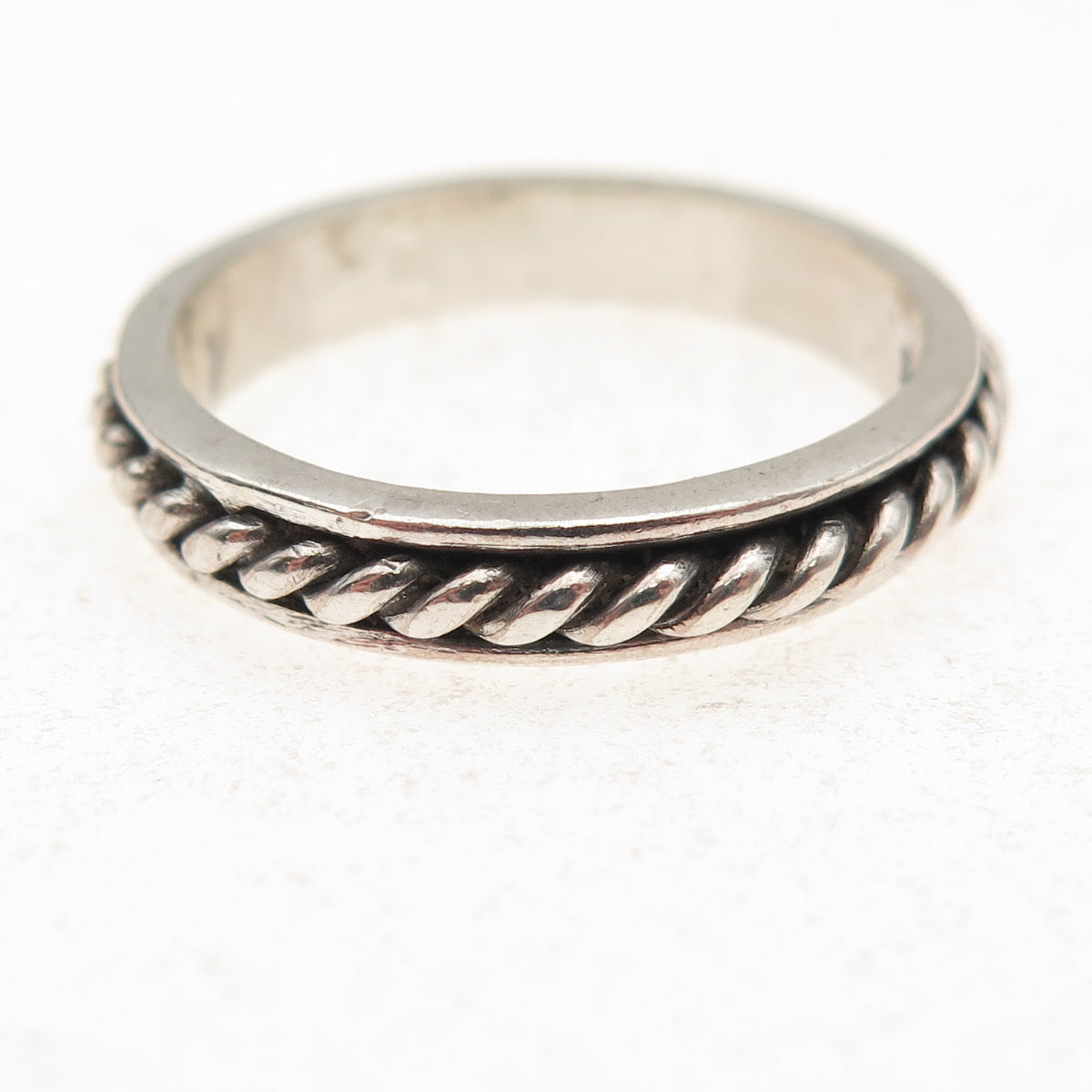 925 Sterling Silver Vintage Twisted Rope Oxidized Band Ring Size 9