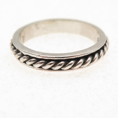 925 Sterling Silver Vintage Twisted Rope Oxidized Band Ring Size 9