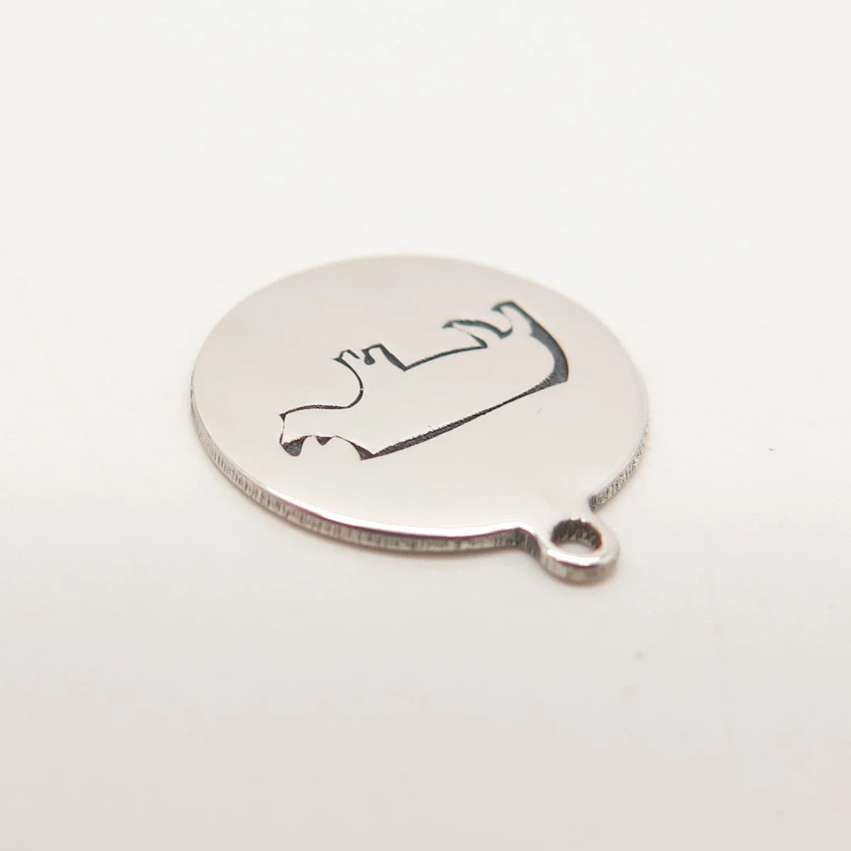 925 Sterling Silver USA Two In Town Rhinoceros Charm Pendant