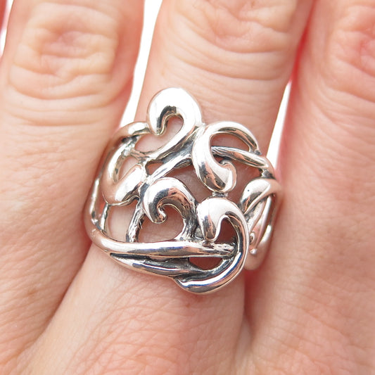 HAGIT GORALI Sterling Silver Vintage Ornate Modernist Oxidized Ring Size 9.25